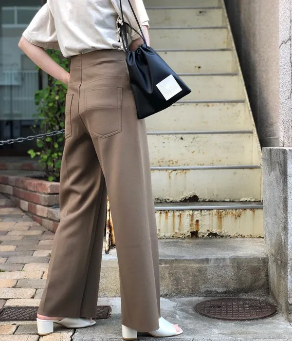 PHEENY/AMUNZEN HIGH WAIST WIDE PANTS(KHAKI BROWN)