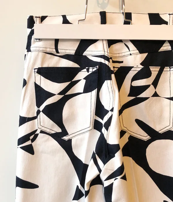 PHEENY/DRILL LEAF PRINT HIGH WAIST PANTS(NAVY)