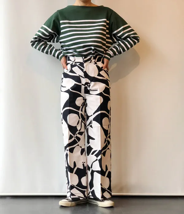 PHEENY/DRILL LEAF PRINT HIGH WAIST PANTS(NAVY)