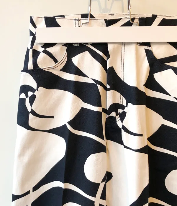PHEENY/DRILL LEAF PRINT HIGH WAIST PANTS(NAVY)