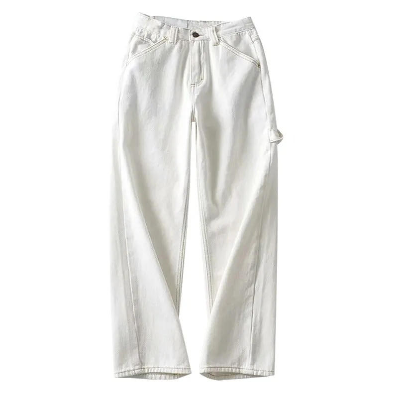 PIA: Baggy Denim Jeans in blau und weiss