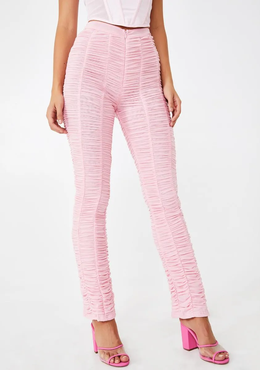 Pink Ophelia Ruched Pants