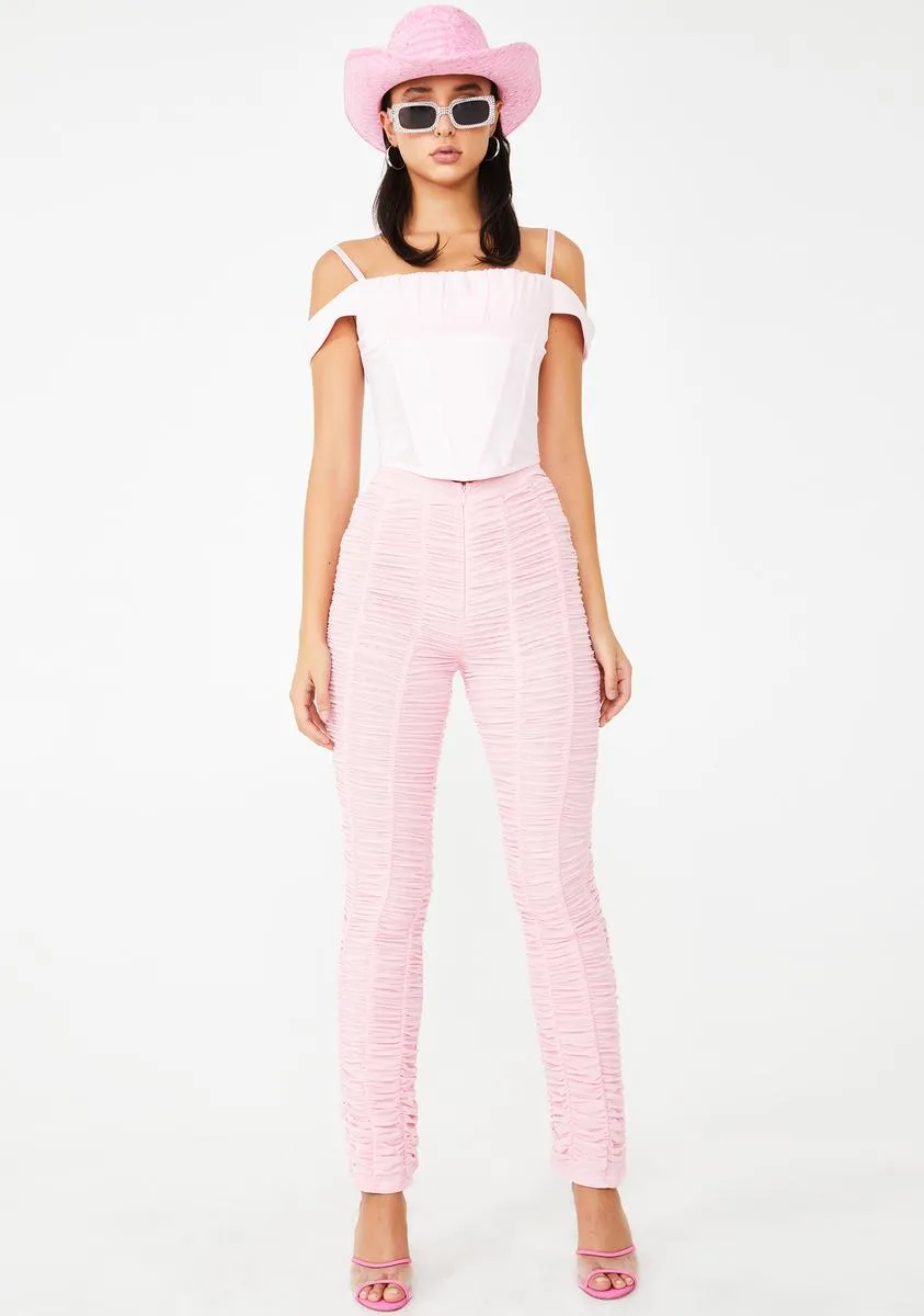 Pink Ophelia Ruched Pants