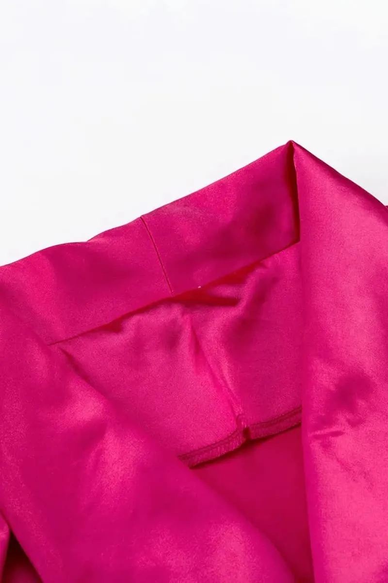 Pink Satin Blazer & Palazzo Pants Set