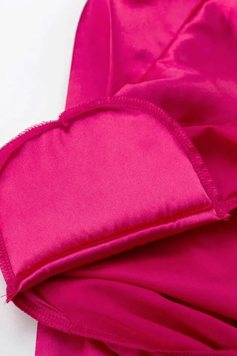 Pink Satin Blazer & Palazzo Pants Set