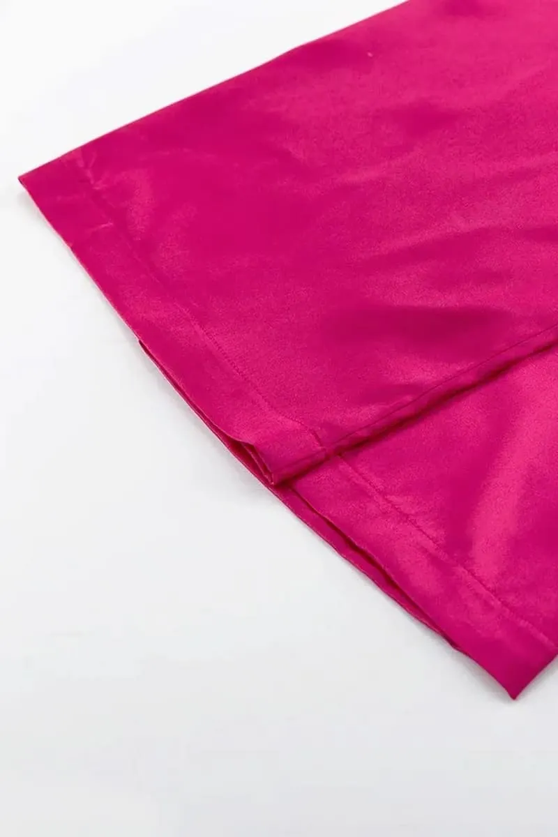 Pink Satin Blazer & Palazzo Pants Set