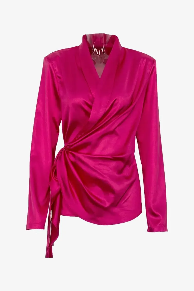Pink Satin Blazer & Palazzo Pants Set
