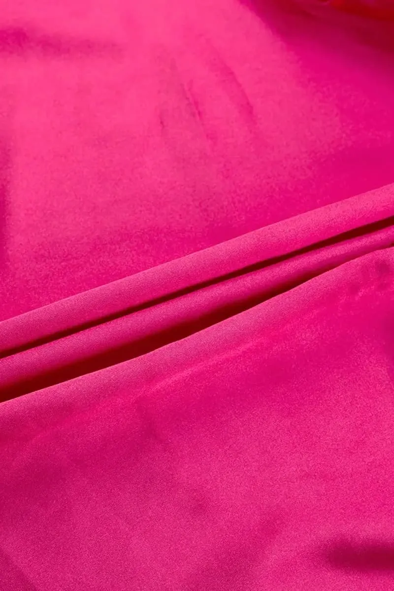 Pink Satin Blazer & Palazzo Pants Set