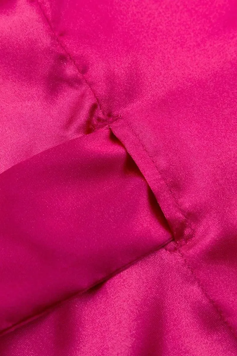 Pink Satin Blazer & Palazzo Pants Set