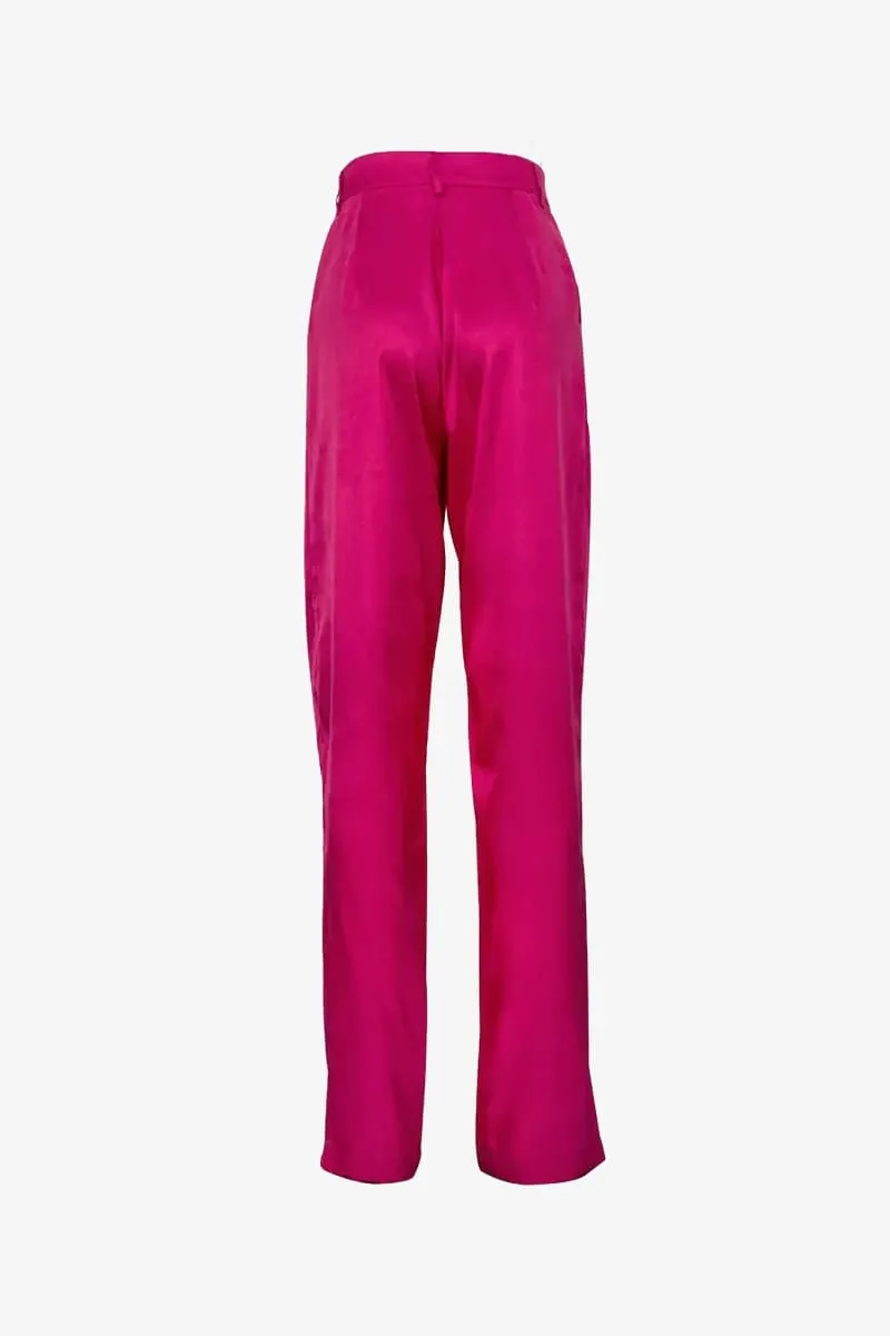 Pink Satin Blazer & Palazzo Pants Set
