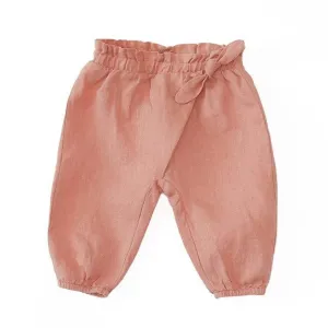 Play Up - Linen Wrap Waist Pants - Coral