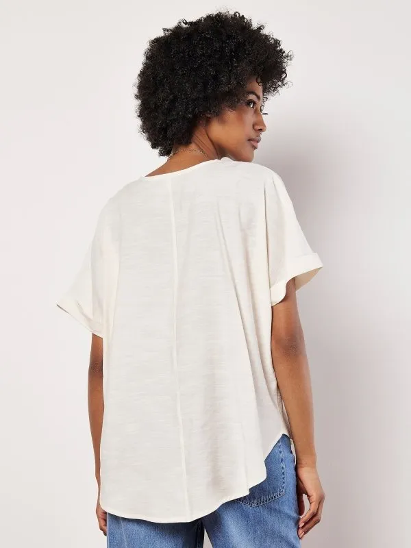 Pleat Detail V-Neck Top