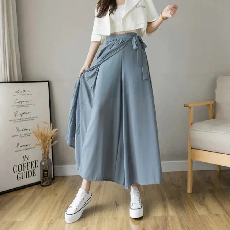Pleated Chiffon High Waist Pants