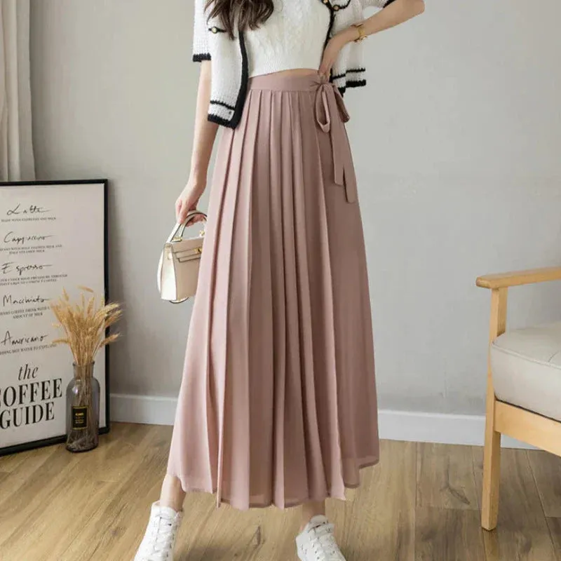 Pleated Chiffon High Waist Pants