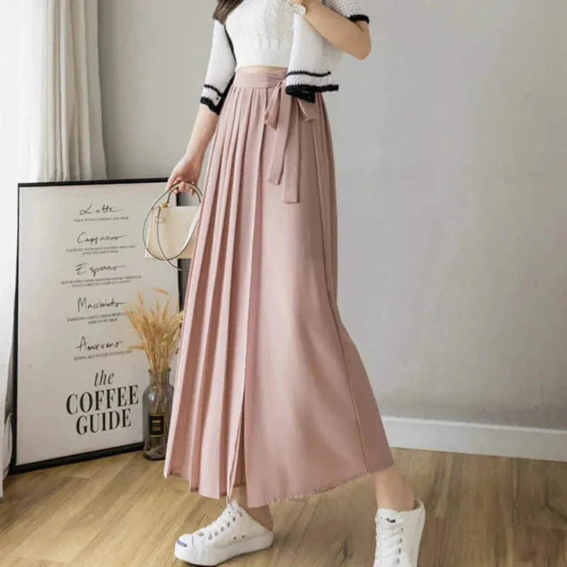 Pleated Chiffon High Waist Pants