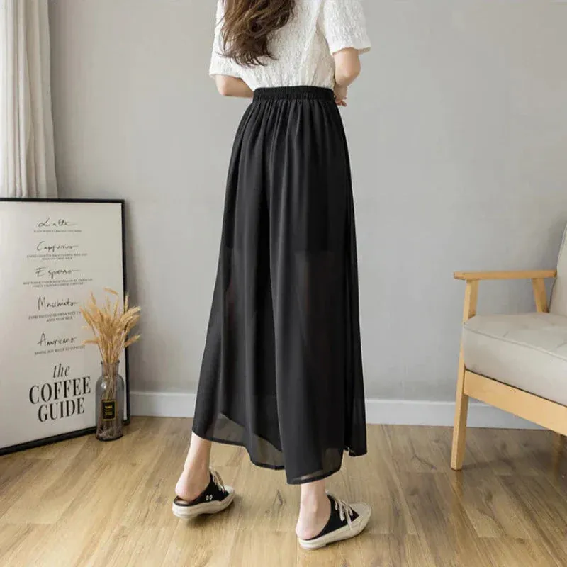 Pleated Chiffon High Waist Pants