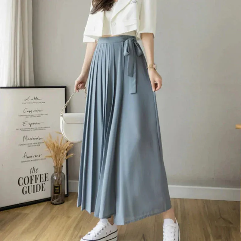 Pleated Chiffon High Waist Pants