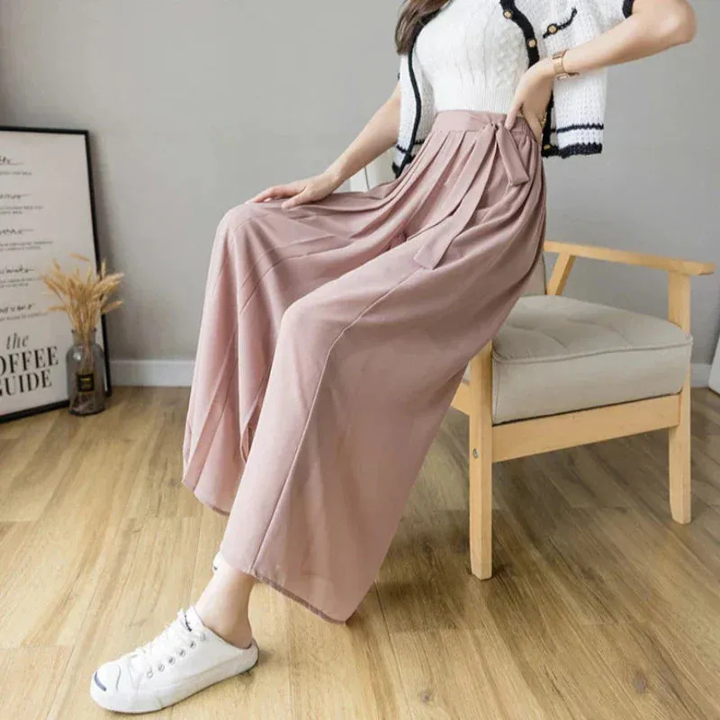 Pleated Chiffon High Waist Pants