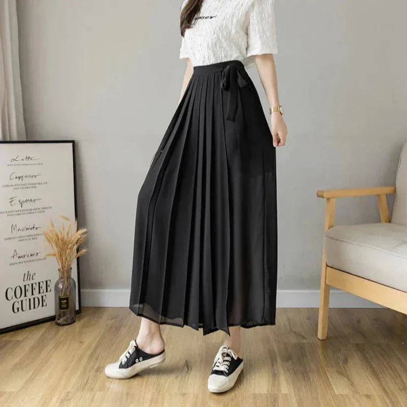 Pleated Chiffon High Waist Pants