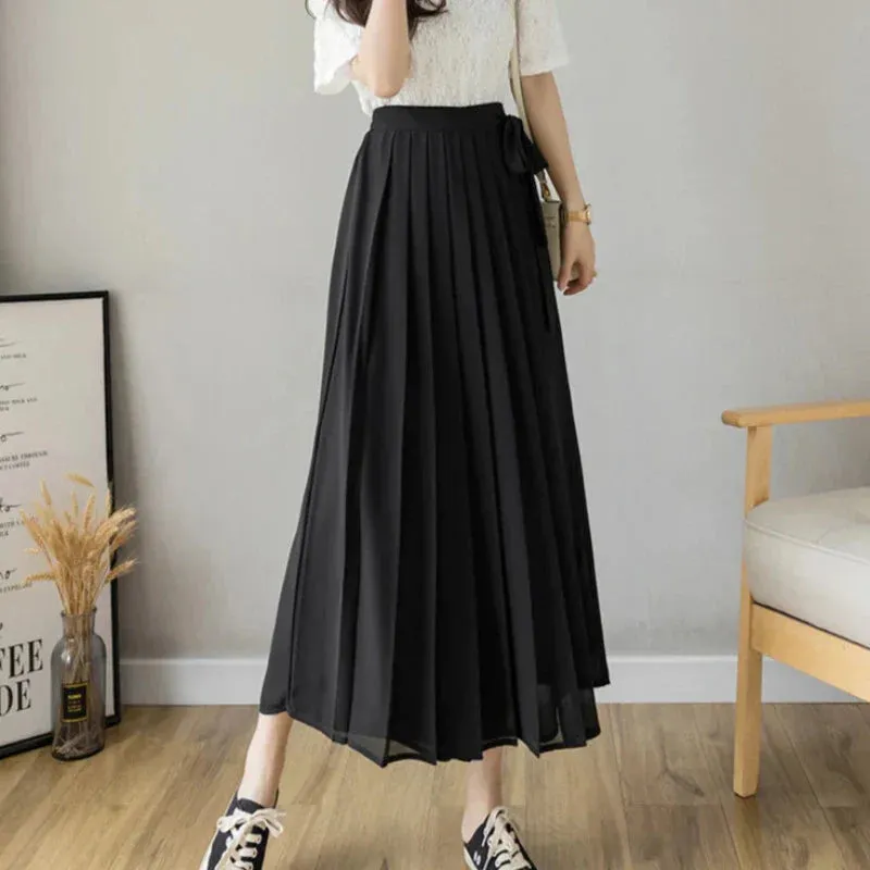Pleated Chiffon High Waist Pants