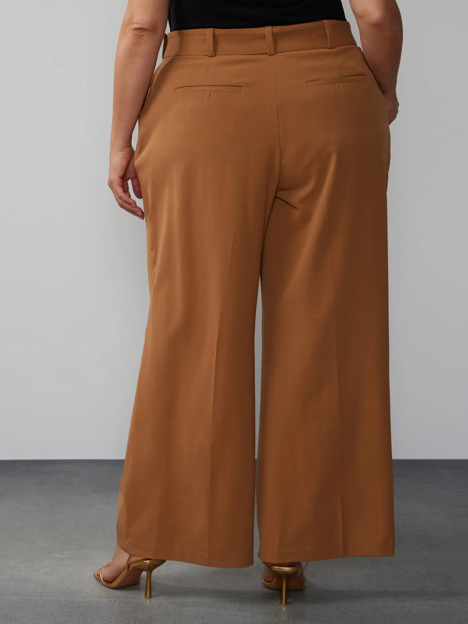 Plus Essential Stretch Pleated Wide Leg Pant