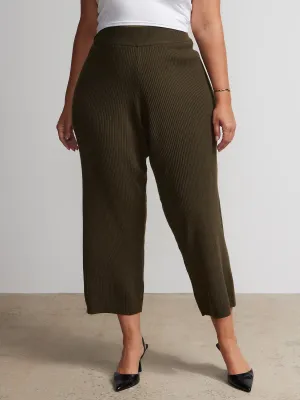 Plus High Rise Sweater Knit Cropped Pants