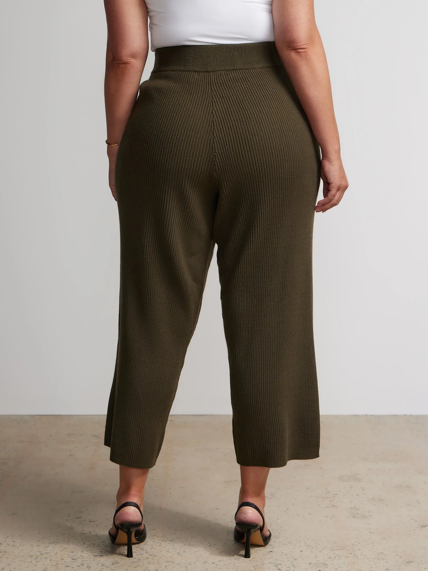 Plus High Rise Sweater Knit Cropped Pants