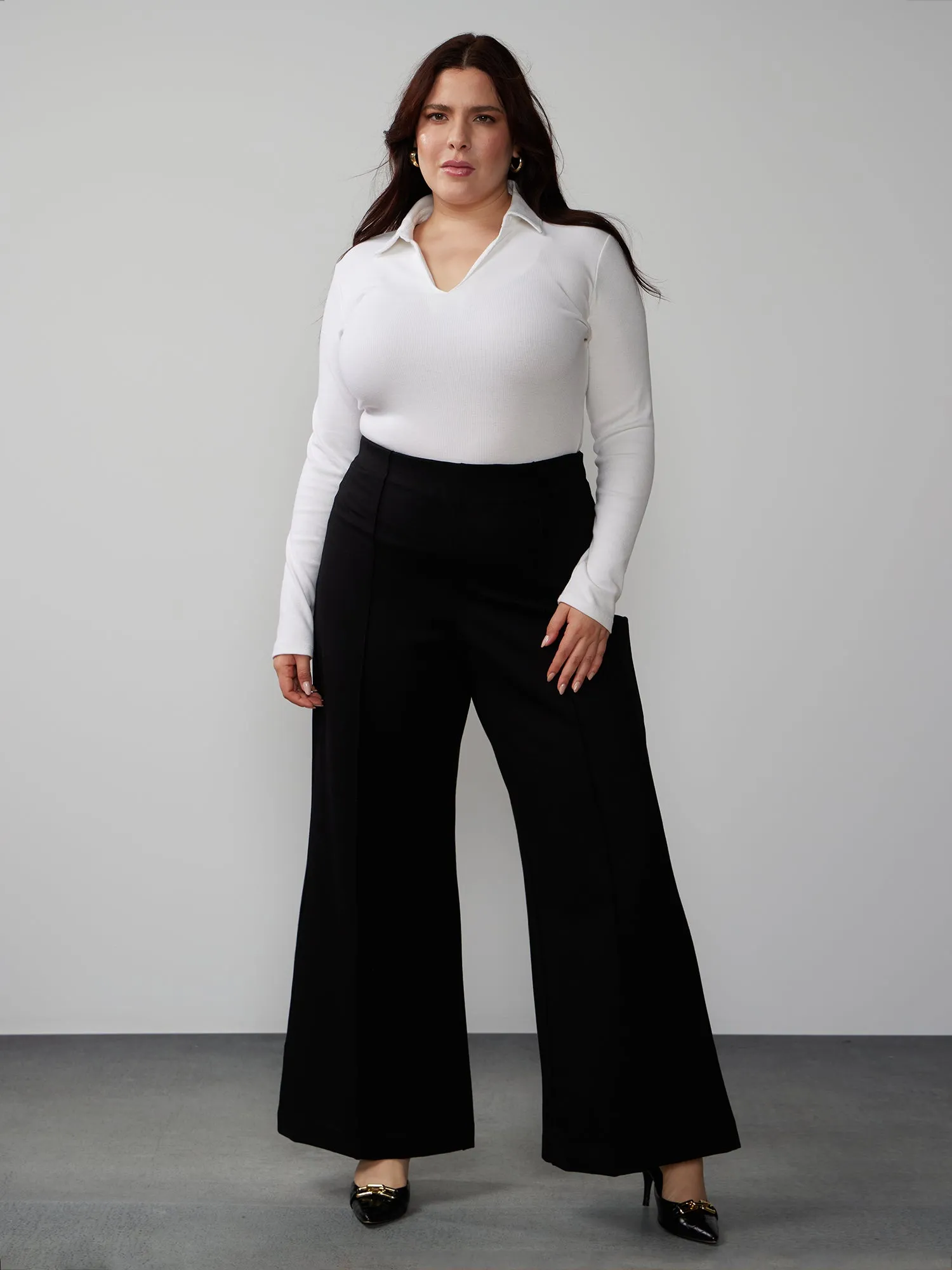 Plus High Rise Wide Leg Belted Pant