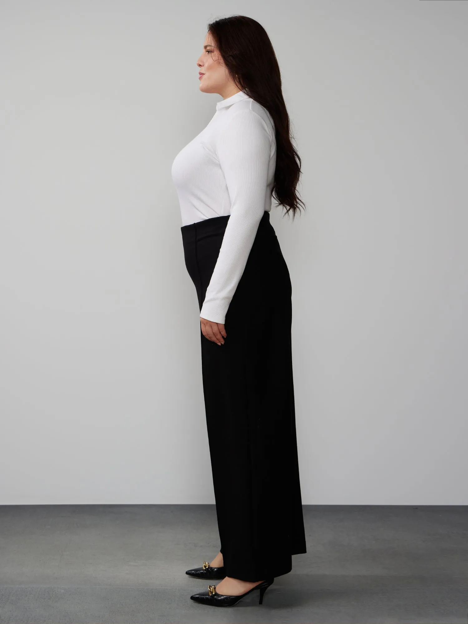 Plus High Rise Wide Leg Belted Pant