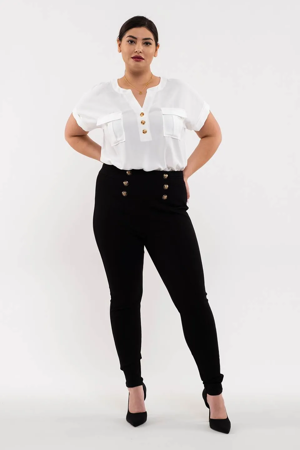 PLUS HIGH WAIST SKINNY SAILOR PANTS