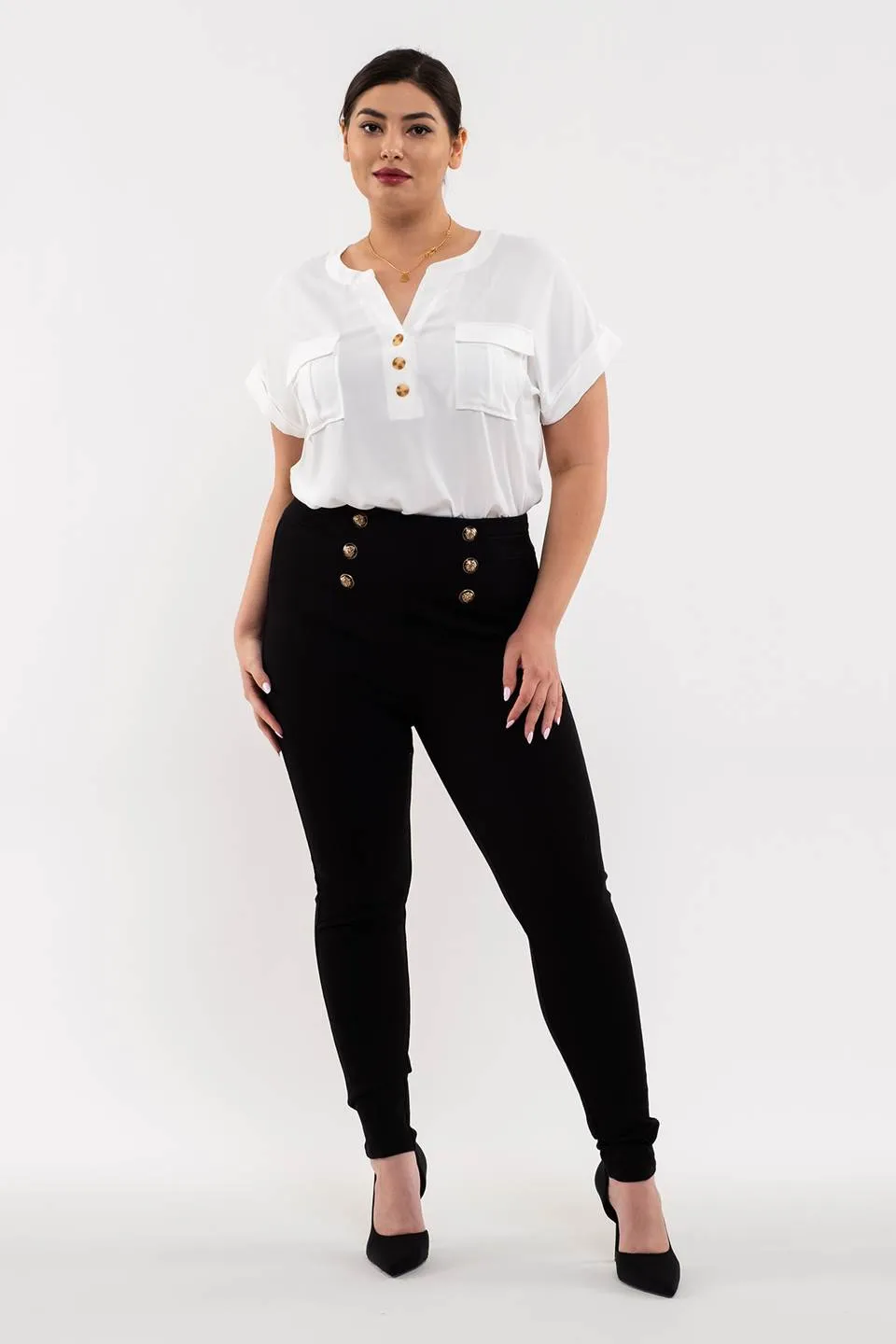 PLUS HIGH WAIST SKINNY SAILOR PANTS