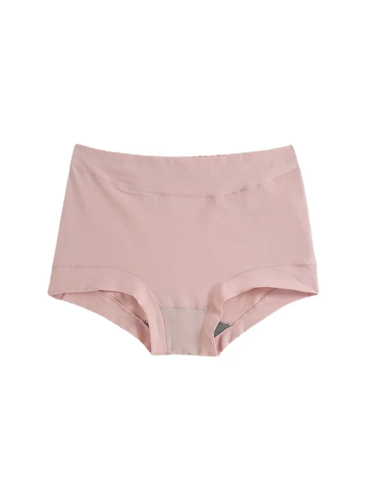 Plus Size Women Solid Color Antibacterial Breathable Graphene High Waist Panties