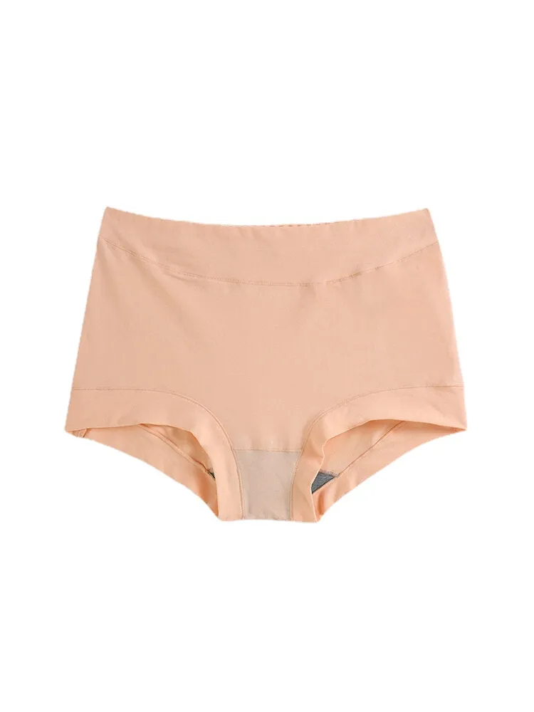 Plus Size Women Solid Color Antibacterial Breathable Graphene High Waist Panties