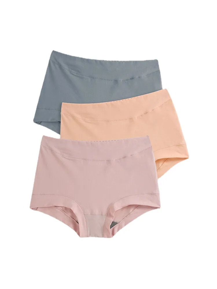 Plus Size Women Solid Color Antibacterial Breathable Graphene High Waist Panties