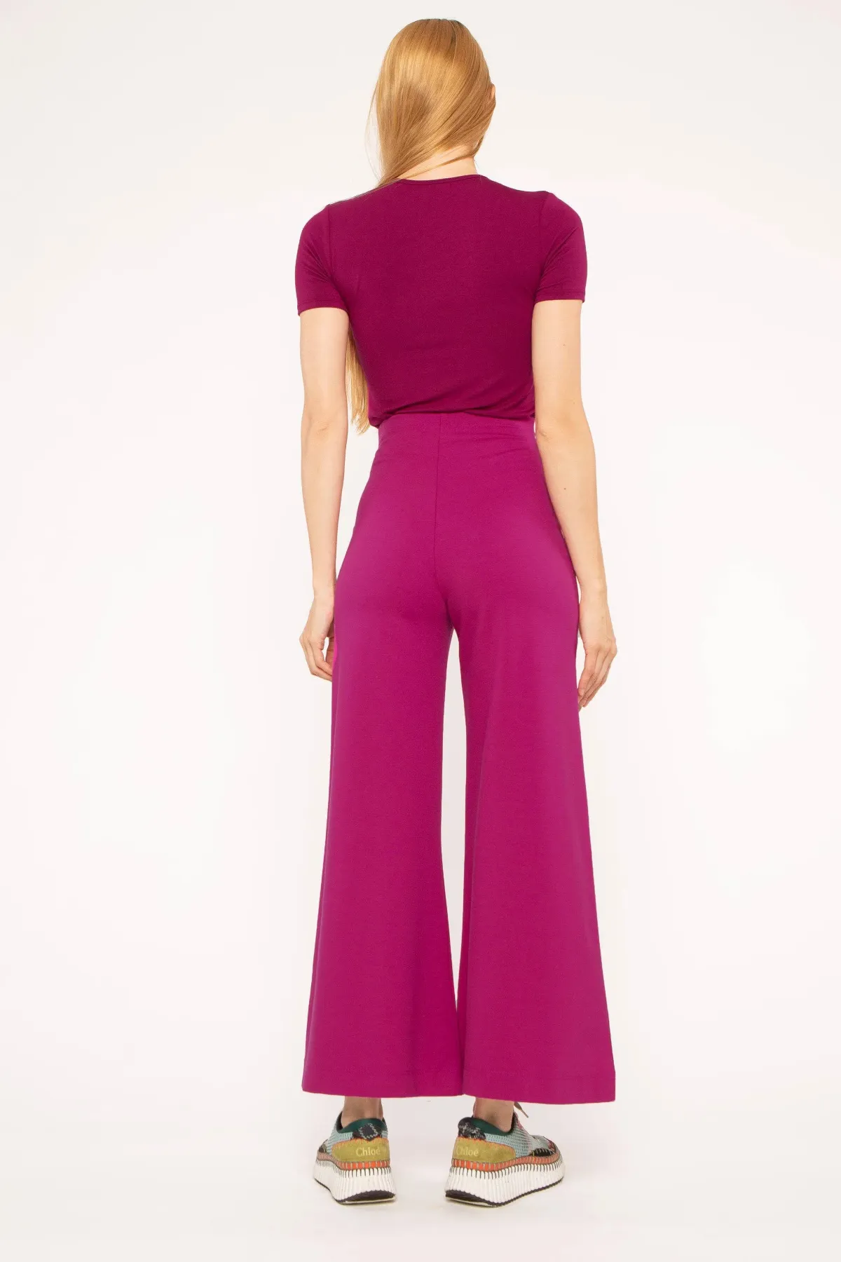 Ponte Knit Wide Leg Pant: Cropped