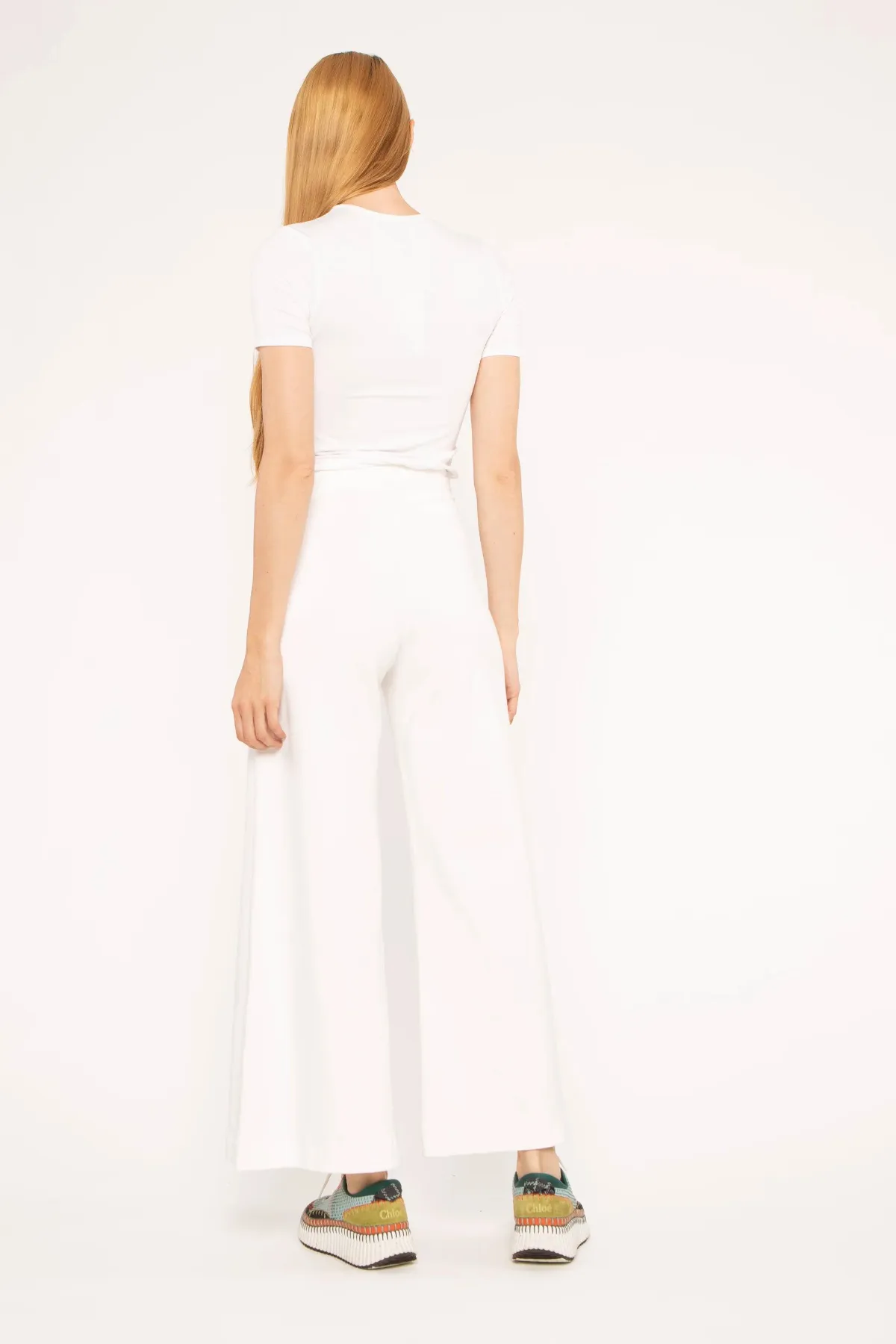Ponte Knit Wide Leg Pant: Cropped