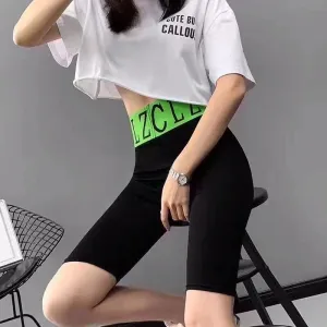Popular High Waist Stretchable Reduce-Belly Outdoor Safety Sporty Mid-Length Shorts Riders Pants Fitness Women Shorts