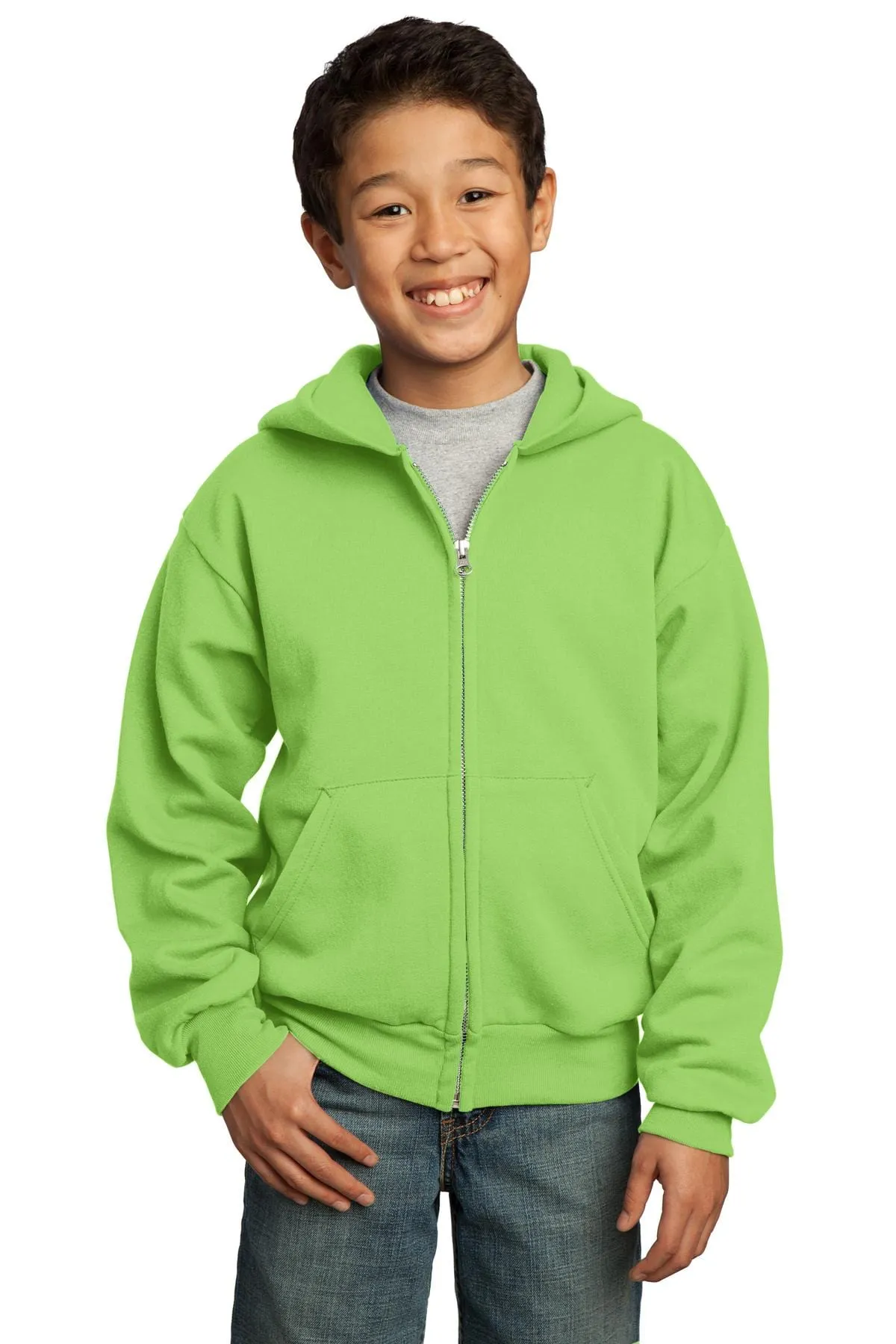 Port & Company ®  - Youth Core Fleece Full-Zip Hooded Sweatshirt.  PC90YZH