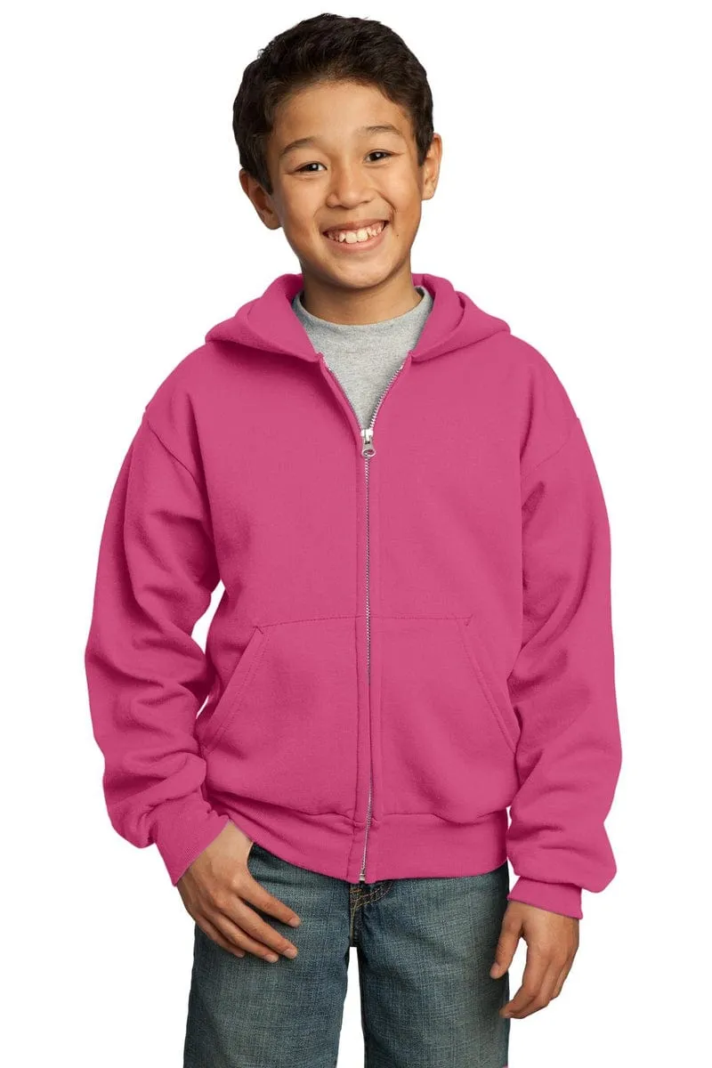Port & Company ®  - Youth Core Fleece Full-Zip Hooded Sweatshirt.  PC90YZH