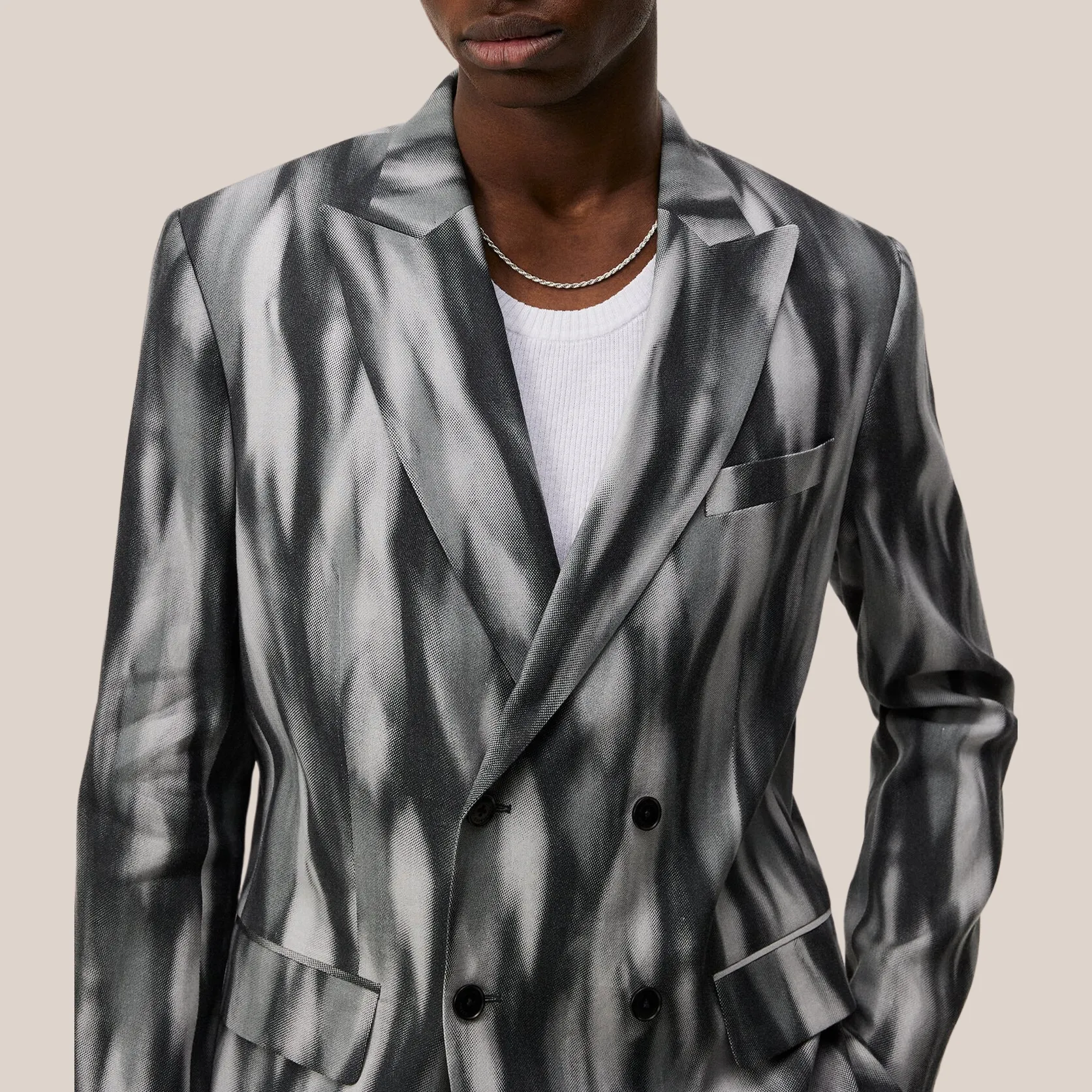 Printed Double Breasted Blazer - Multi