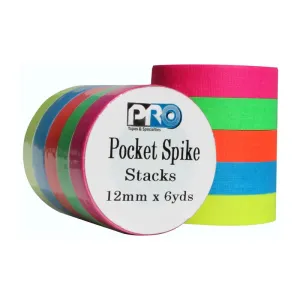 Pro Tapes® Pro Pocket Spike Fluorescent - 5 pack (Pink, Yellow, Green, Orange, Blue)