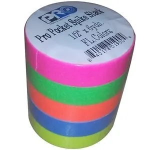 Pro Tapes® Pro Pocket Spike Fluorescent - 5 pack (Pink, Yellow, Green, Orange, Blue)
