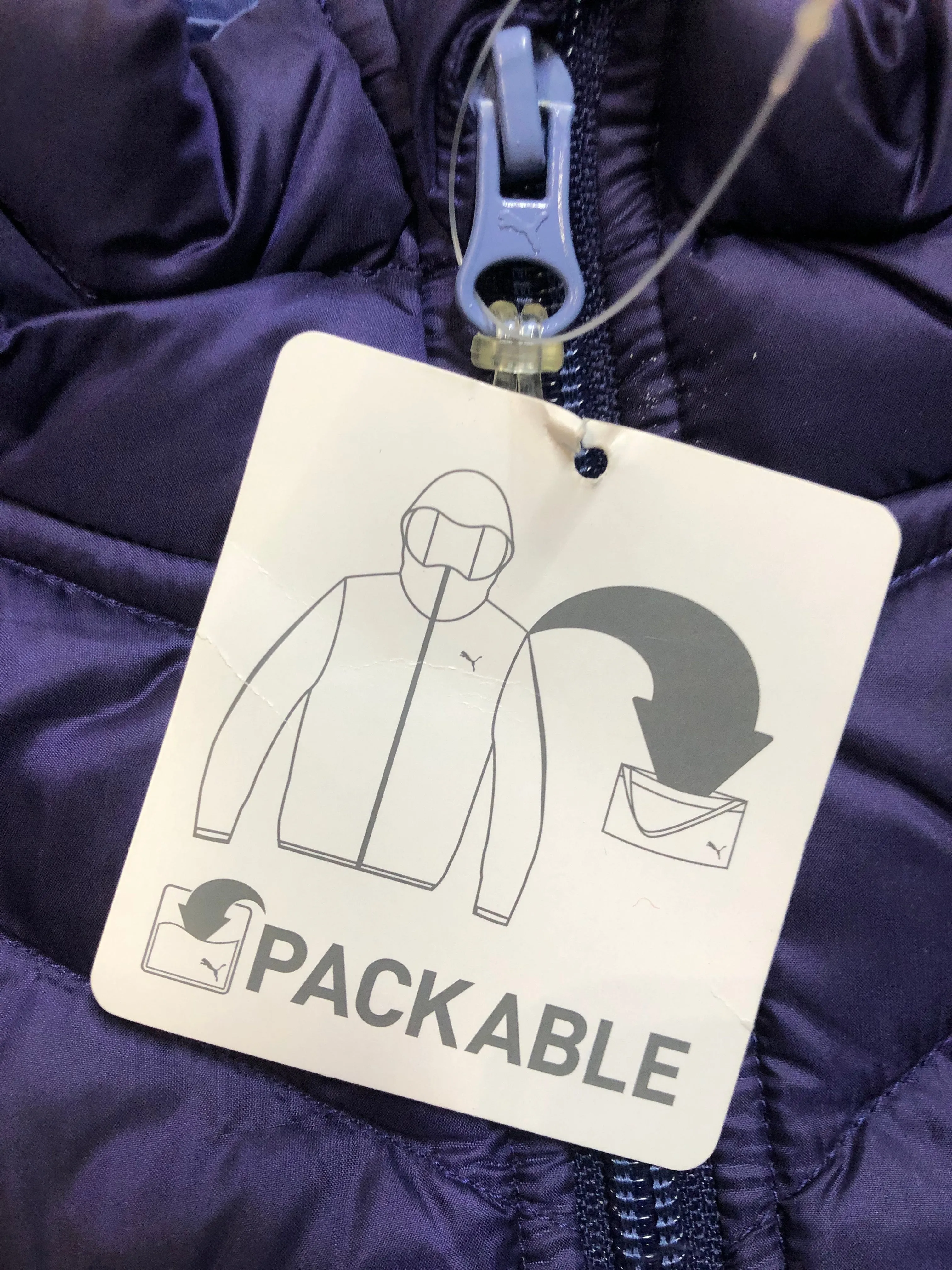 Puma NWT Packable Down Filled Purple Jacket
