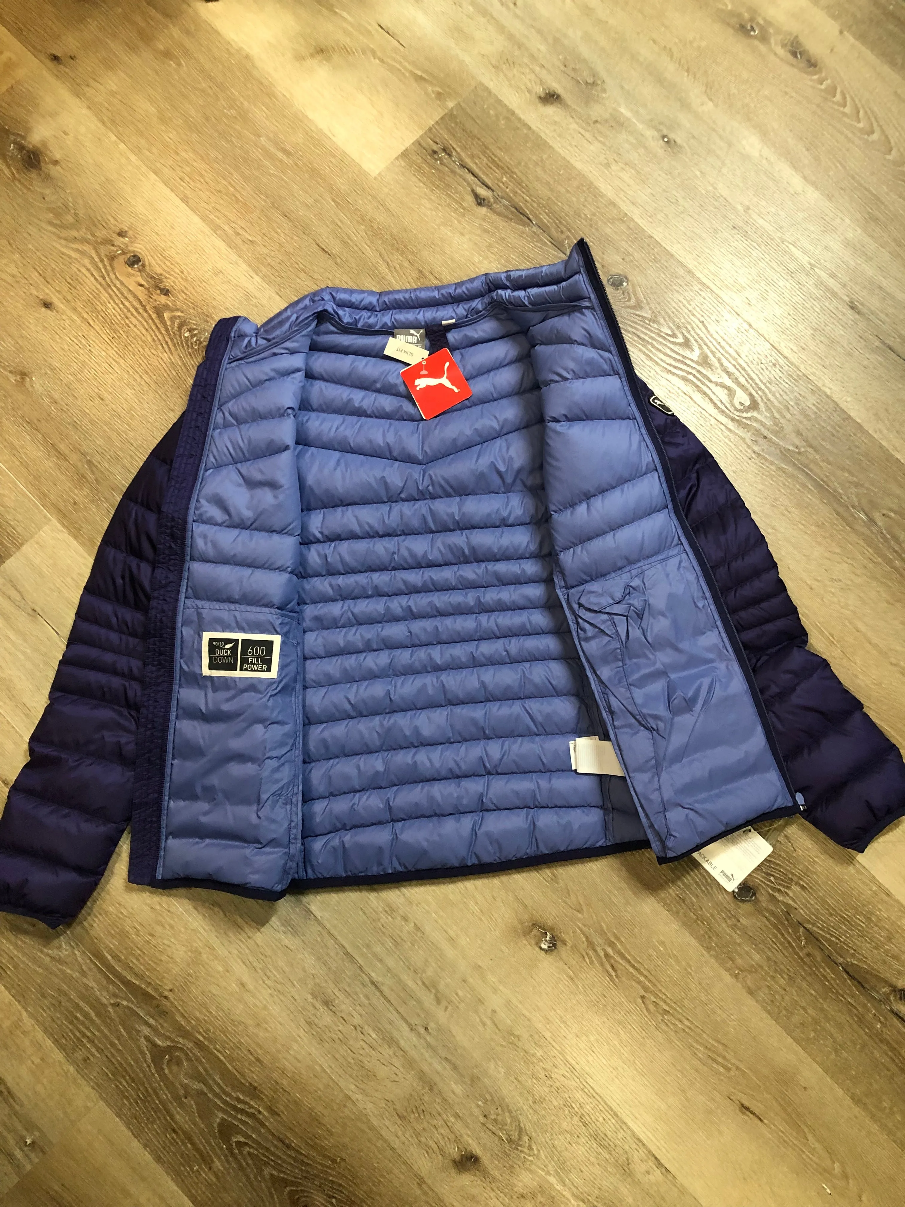 Puma NWT Packable Down Filled Purple Jacket