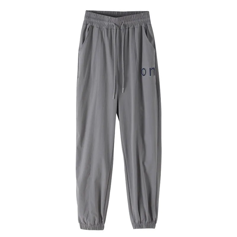 Quick Dry Silk Sport Pants Women Loose Jogger Summer Thin Slim Look High Waist Casual Matching Activewear