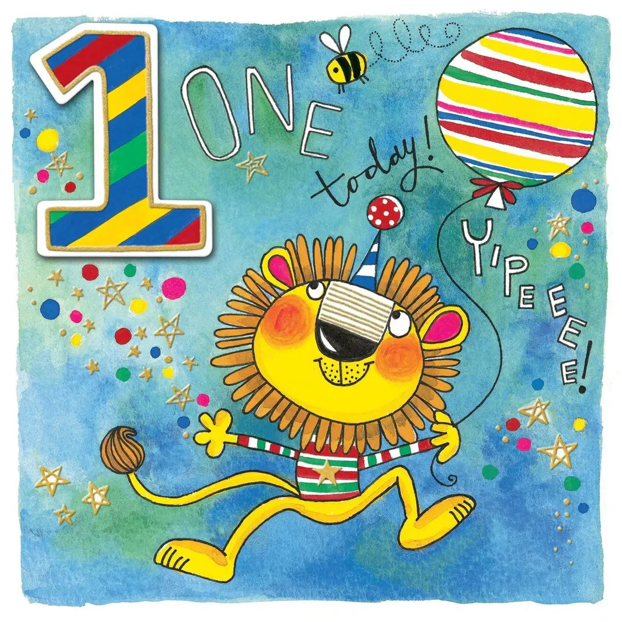 Rachel Ellen 1 Today Lion with Balloon Birthday Card