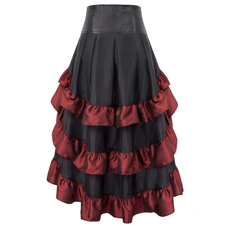 Retro Short Long Back Irregular Chameleon Ruffles High Waist Stitching Cake Women's Dress