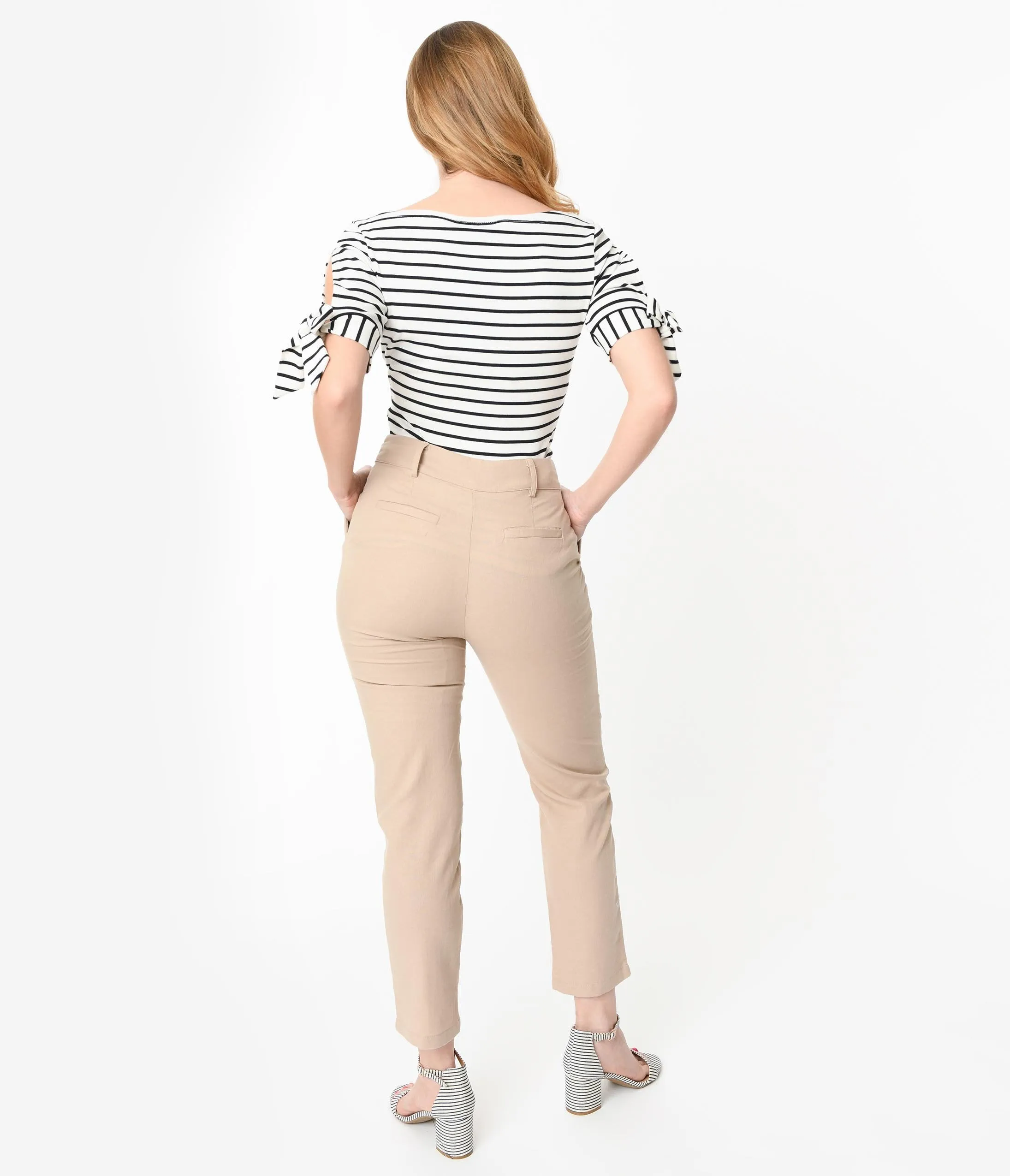Retro Style Khaki Linen Pants