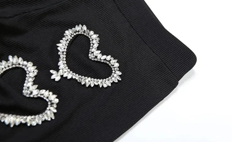Rhinestone Heart Leggings Set