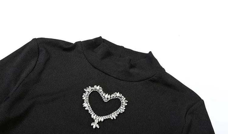 Rhinestone Heart Leggings Set